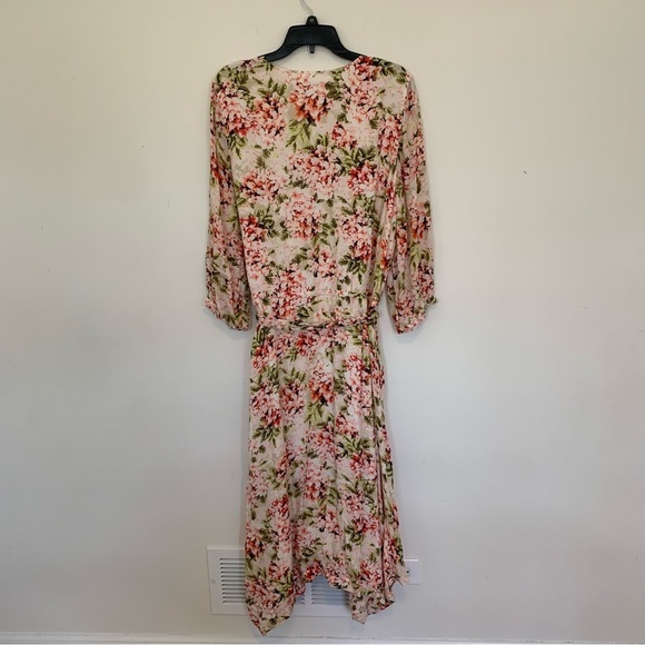 J. Jill Hydrangea Floral Print Flowy Button Up Belted Midi Dress Size Large - Picture 8 of 12